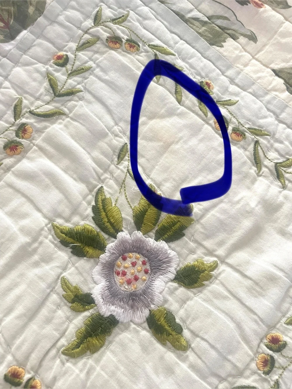 Vintage Waverly Hand Quilted Coverlet Cotton Garden Room Magnolia 72x84
